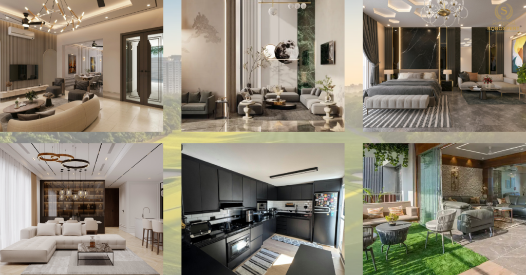 “Raymond BKC photos showcasing elegant apartments, premium interiors, and landscaped amenities