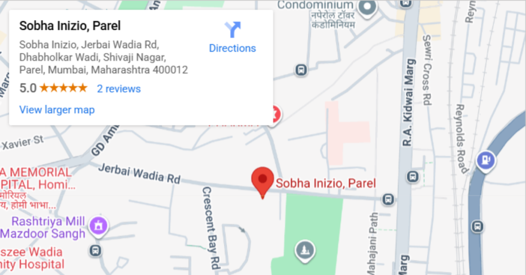 The Sobha Inizio location in Parel, South Mumbai offers unbeatable connectivity, central convenience