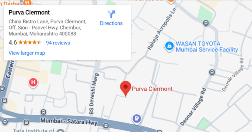 Purva Clermont Chembur location offers seamless connectivity to key transport hubs.