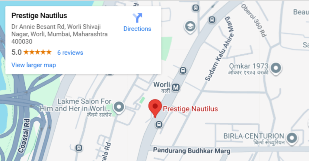 The Prestige Nautilus Worli location offers seamless connectivity across South Mumbai,