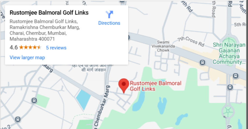 The Rustomjee Balmoral location in Chembur offers peaceful living near Golf Links.