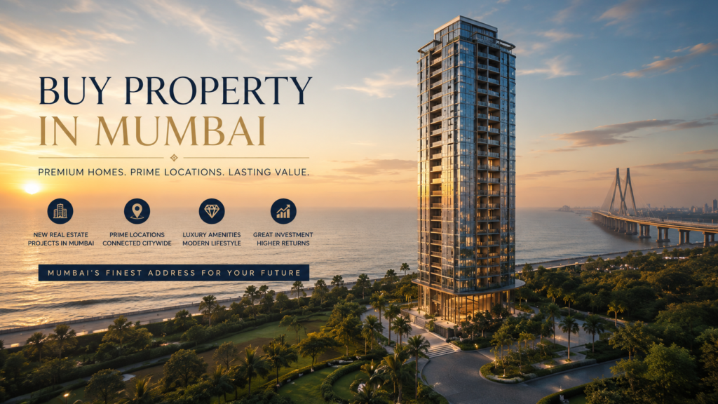 Buy property in Mumbai with a luxury sea-facing residential tower and modern architecture