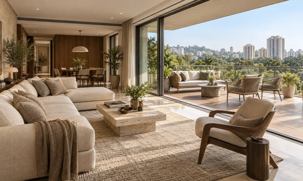 Elegant bedroom interior representing the residential lifestyle at Hines Powai.