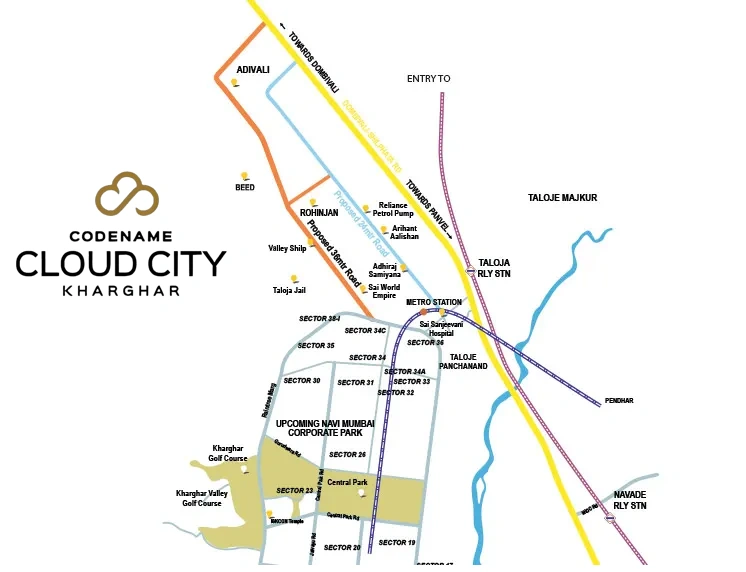 Cloud City Kharghar location map with connectivity details