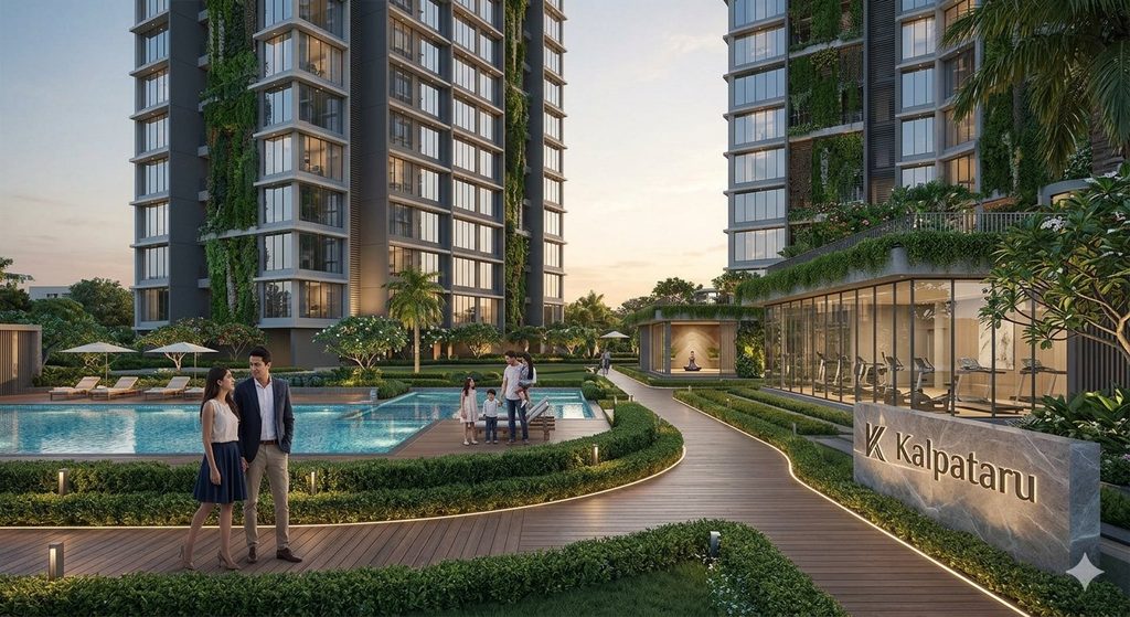 A residential view highlighting the modern apartment lifestyle associated with Kalpataru Chembur