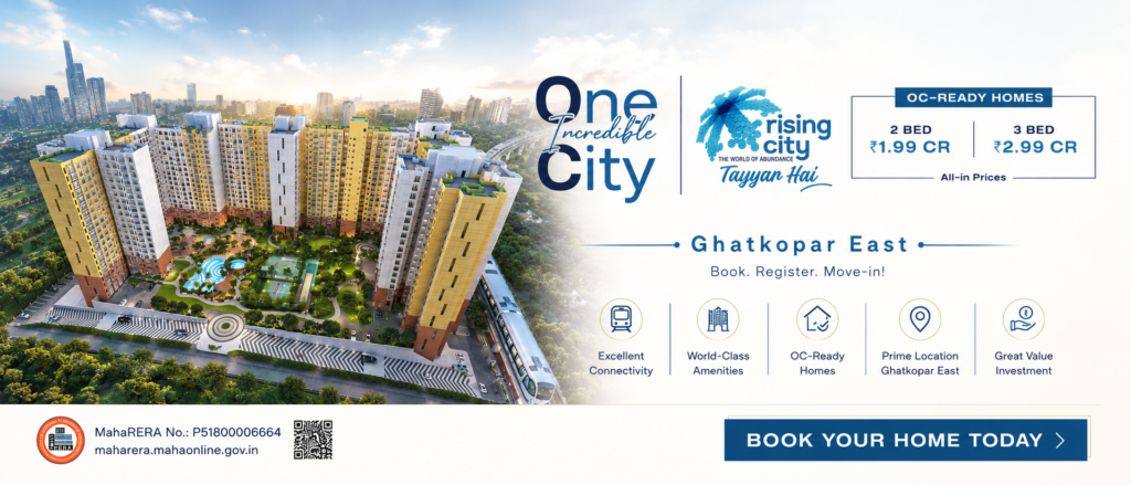 Rising City promotional banner Ghatkopar Hubtown