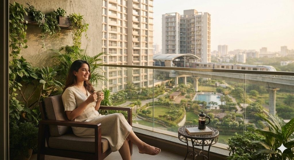 Bedroom interior showcasing the residential living space available at Hubtown Seasons Chembur.