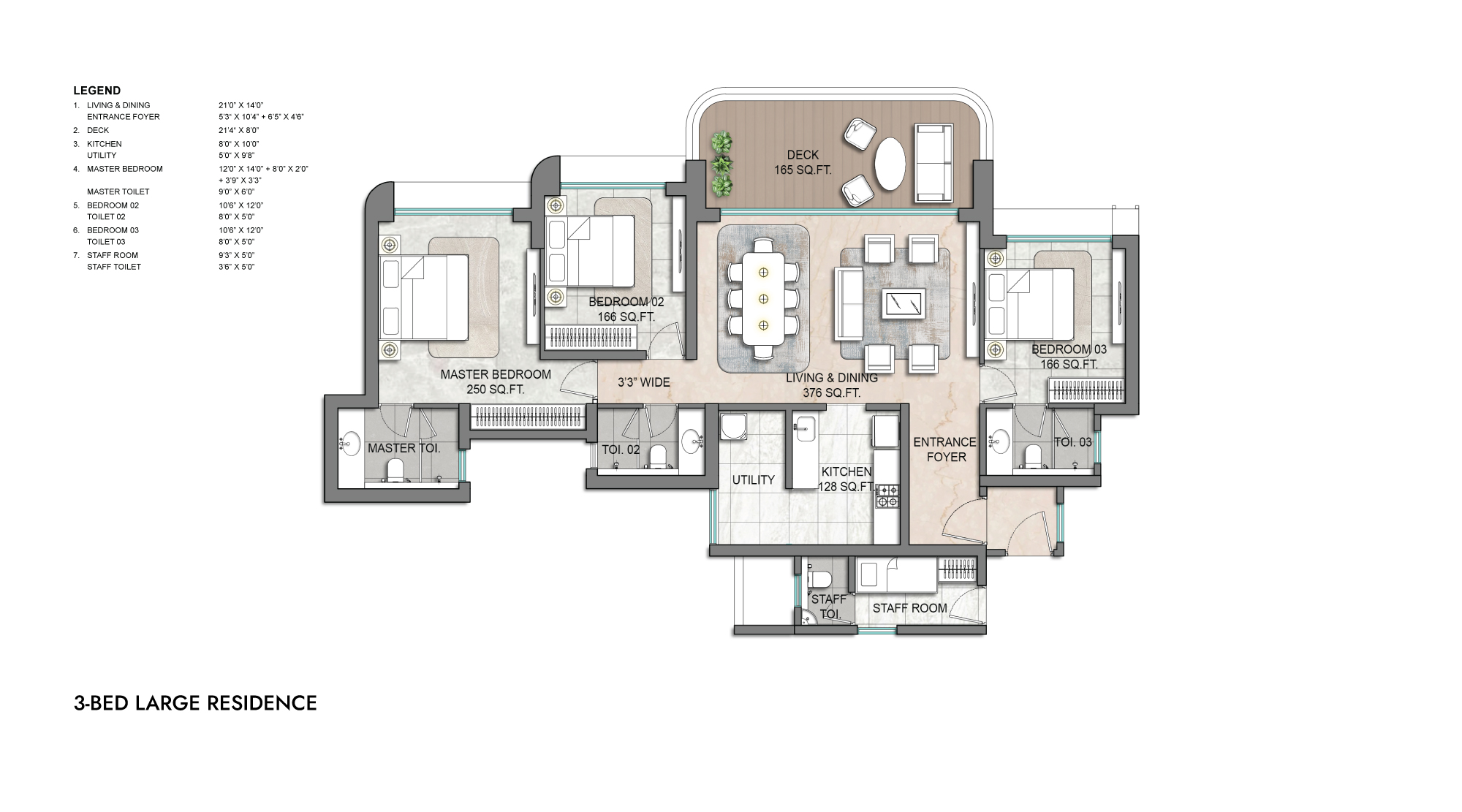 Lodha Aureus 3 Bed Large floor plan 1442 sq ft