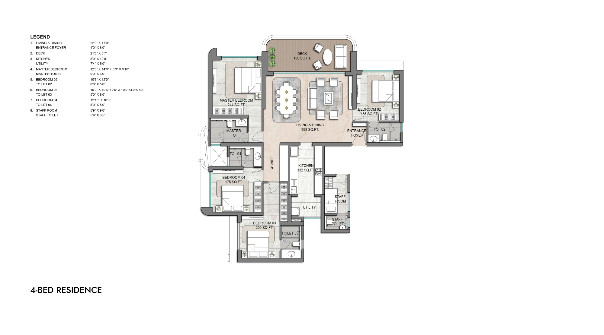 Lodha Aureus 4 Bed floor plan 1743 sq ft