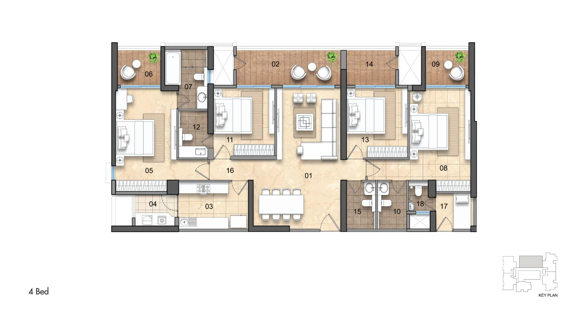 Lodha Lumis 4 BHK residence floor plan