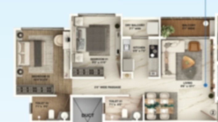 Roha Eva Aria 1 BHK floor plan 392 sq ft