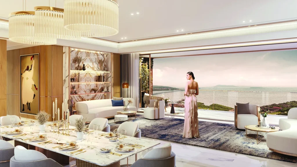 Elegant bedroom interior at Lodha Aureus Sewri Mumbai