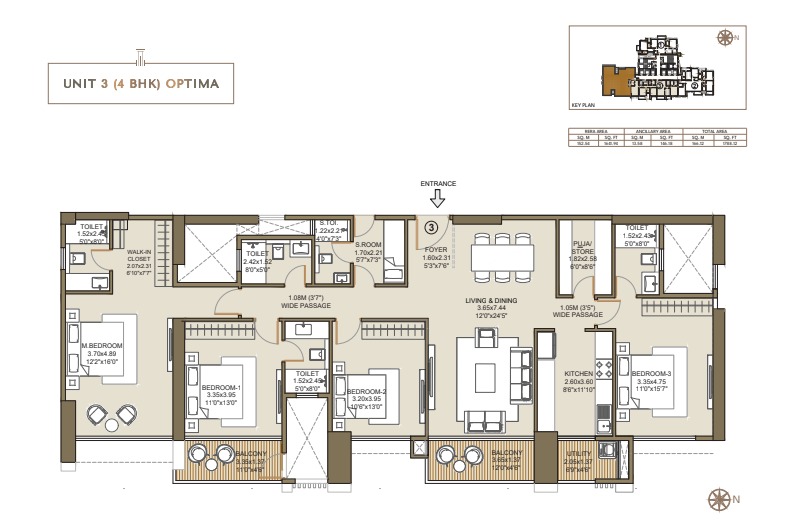 4 BHK Optima Floor Plan
